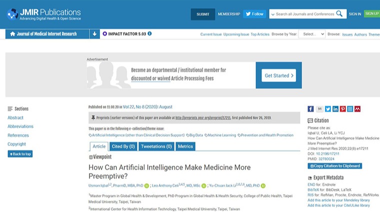 How Can Artificial Intelligence Make Medicine More Preemptive？