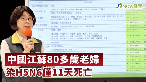 中國江蘇80多歲老婦染H5N6僅11天死亡